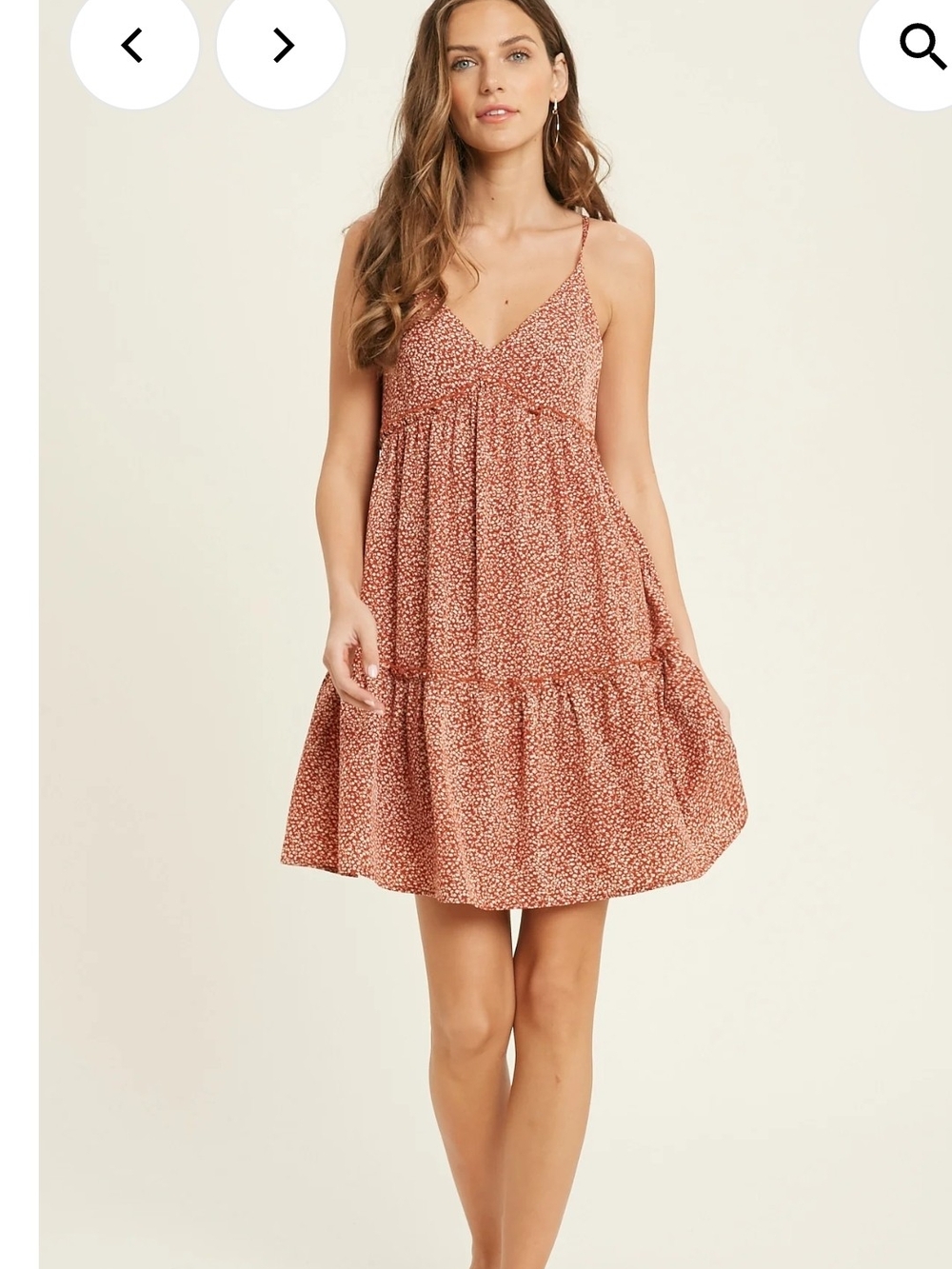 NWT WEST END BOUTIQUE Rust Floral Tiered Spaghetti-Strap Dress SZ LG